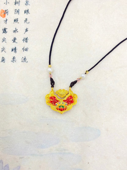 Ruyi Pisces Enamel Pendant