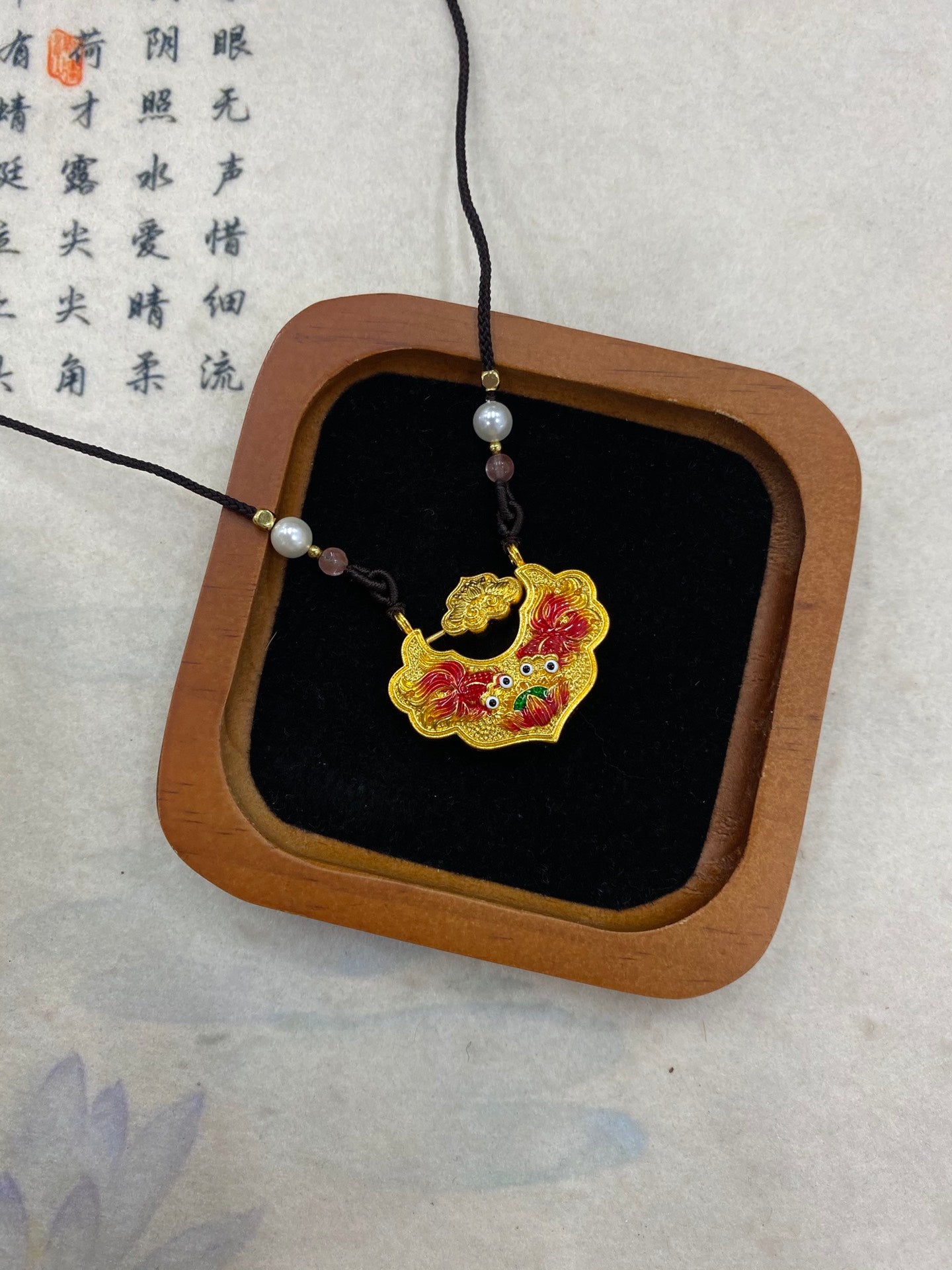 Ruyi Pisces Enamel Pendant