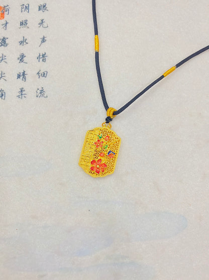 Flowering enamel pendant