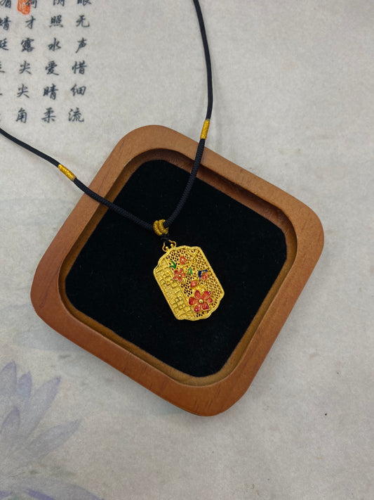 Flowering enamel pendant