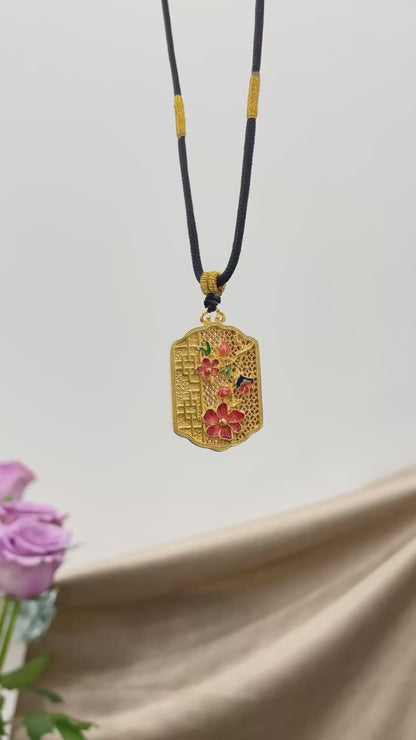 Flowering enamel pendant